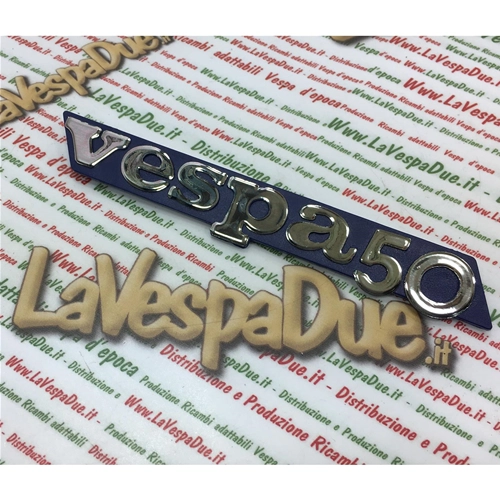 Placa lateral de plástico ABS con emblema escrito en color azul para Vespa 50 FL FL2 HP RO 259393