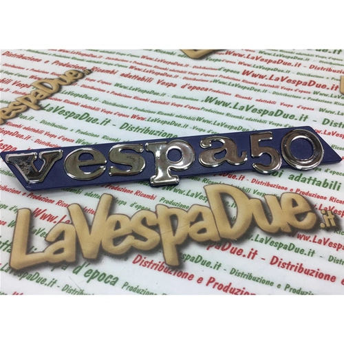 Placa lateral de plástico ABS con emblema escrito en color azul para Vespa 50 FL FL2 HP RO 259393