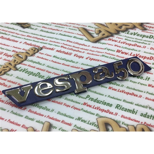 Placa lateral de plástico ABS con emblema escrito en color azul para Vespa 50 FL FL2 HP RO 259393