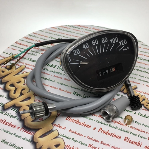 Kit compteur de vitesse complet avec câble et pignon pour Vespa 125, 150, 180, 200, Primavera, ET3, Sprint, GTR, Rally, Sprint Veloce (réf. O. 141712)