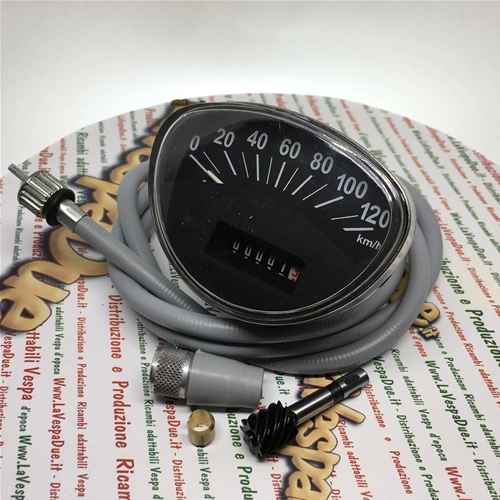 Kit compteur de vitesse complet avec câble et pignon pour Vespa 125, 150, 180, 200, Primavera, ET3, Sprint, GTR, Rally, Sprint Veloce (réf. O. 141712)