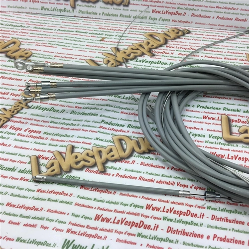 Set of 7 cables with grey sheath for VESPA 50 125 PK S adaptable PK 50 125 SS XL RUSH ETS with internal Teflon brake clutch gearbox accelerator