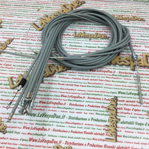 Juego de 7 cables con funda gris para VESPA 80 125 150 200 PX PE ARCOBALENO MY desde 1983 en adelante con freno, embrague, caja de cambios y acelerador con revestimiento interno de teflón.