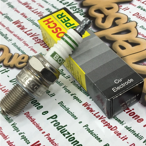 BOSCH WR5CC shielded spark plug with copper core and equivalent NGK BR7ES long pitch anti-interference resistor for VESPA 200 160 180 PX PE GS SS