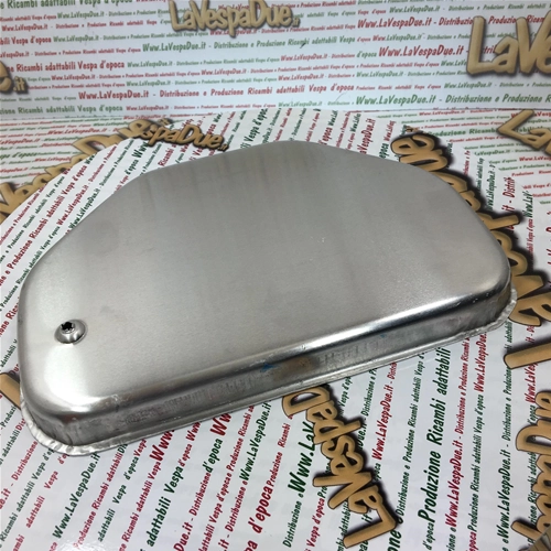 DEPÓSITO DE ALUMINIO PARA LA MEZCLA DEL COMPARTIMENTO DEL CARBURADOR DE LA VESPA 125 VM1T VU1T UTILITARIA 1953. PRODUCTO ARTESANAL.