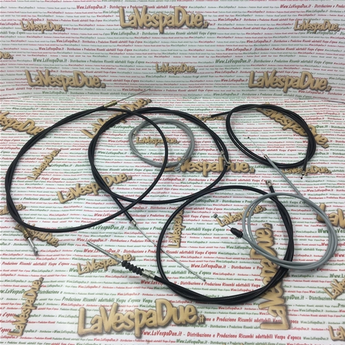 Complete Transmission Cable Kit Set Brake Clutch Throttle 6 PCS FOR VESPA Pk 50 125 FL FL2 HP V5N1T V5N2T VMX7T - ORIGINAL PIAGGIO