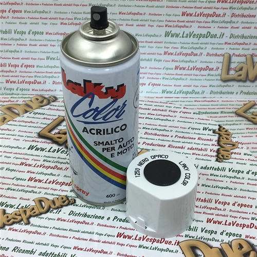 Pintura acrílica en aerosol color negro mate extra. Uso profesional. Lata de 400 ml con válvula autolimpiante.