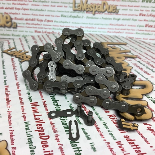 Cadena de transmisión KMC 1/2" x 1/8" HV 410 OEM 112 eslabones Longitud del pasador 8.6 nn adaptable para PIAGGIO CIAO BRAVO SI GRILLO BOXER varios ciclomotores BRONCE ro 247385