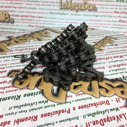 Cadena de transmisión KMC 1/2" x 1/8" HV 410 OEM 112 eslabones Longitud del pasador 8.6 nn adaptable para PIAGGIO CIAO BRAVO SI GRILLO BOXER varios ciclomotores BRONCE ro 247385