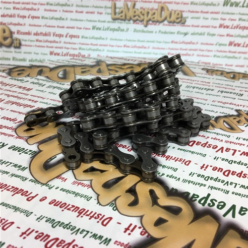 Cadena de transmisión KMC 1/2" x 1/8" HV 410 OEM 112 eslabones Longitud del pasador 8.6 nn adaptable para PIAGGIO CIAO BRAVO SI GRILLO BOXER varios ciclomotores BRONCE ro 247385