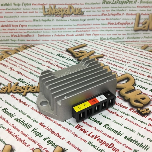 Régulateur de tension Piaggio d'origine 12 V AC/DC pour Vespa 50, 80, 125, 150, 200, PX, PE, PK, 50, 125, XL, FL, N, Rush, Arcobaleno, Cosa, CL, CLX, 2, T5, APE, ro 230824, 58074R