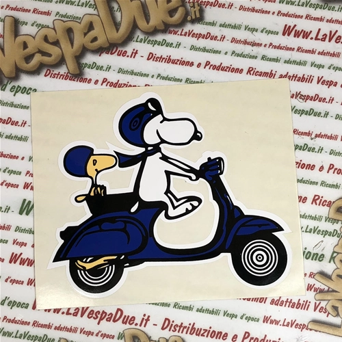 Autocollant bleu « SNOOPY SUR VESPA » pour VESPA APE LAMBRETTA etc.