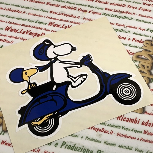 Autocollant bleu « SNOOPY SUR VESPA » pour VESPA APE LAMBRETTA etc.