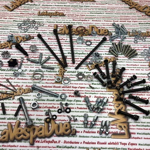 Kit complet d'écrous, boulons, rondelles et goujons pour restauration, adaptable aux modèles VESPA 50, 90, 125, NLR, SS, SUPER, SPRINT, SPECIAL, ELESTART, NUOVA, PRIMAVERA et ET3.