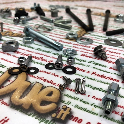 Kit complet d'écrous, boulons, rondelles et goujons pour restauration, adaptable aux modèles VESPA 50, 90, 125, NLR, SS, SUPER, SPRINT, SPECIAL, ELESTART, NUOVA, PRIMAVERA et ET3.