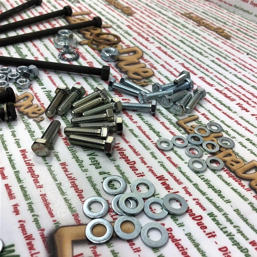 Kit complet d'écrous, boulons, rondelles et goujons pour restauration, adaptable aux modèles VESPA 50, 90, 125, NLR, SS, SUPER, SPRINT, SPECIAL, ELESTART, NUOVA, PRIMAVERA et ET3.