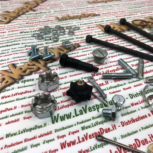Kit complet d'écrous, boulons, rondelles et goujons pour restauration, adaptable aux modèles VESPA 50, 90, 125, NLR, SS, SUPER, SPRINT, SPECIAL, ELESTART, NUOVA, PRIMAVERA et ET3.