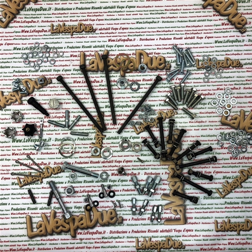 Kit complet d'écrous, boulons, rondelles et goujons pour restauration, adaptable aux modèles VESPA 50, 90, 125, NLR, SS, SUPER, SPRINT, SPECIAL, ELESTART, NUOVA, PRIMAVERA et ET3.