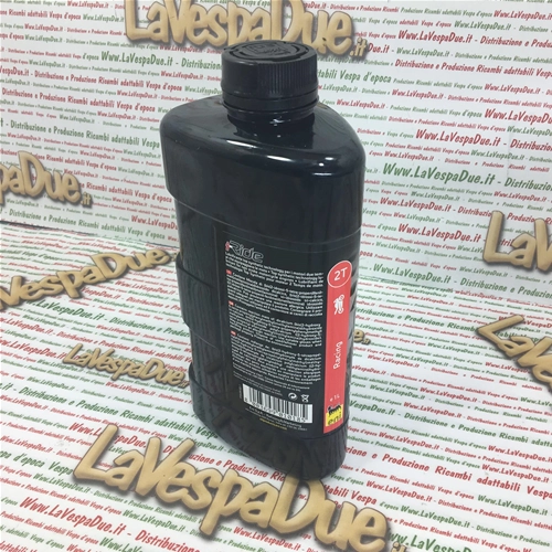 Aceite lubricante sintético ENI i-Ride RACING 2T con fórmula sintética de alta calidad para motores de 2 tiempos, apto para scooters, ciclomotores, Vespa, Ape, Lambretta y diversas motocicletas. Envase de 1 litro.