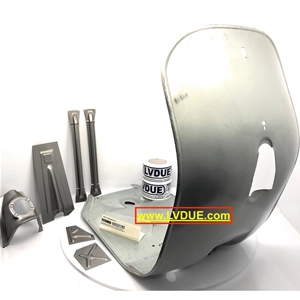 Scudo pedana completo di rinforzi e nasello scudetto quadrato VESPA 50 N L R con faro tondo Premium Quality