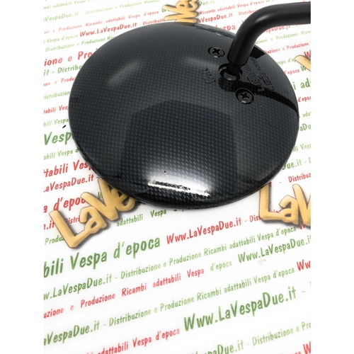 Außenspiegel links, Carbon-Optik, dunkel, 60er/70er Jahre, passend für Vespa 50, 125, 150, 180 und 200, komplett mit Halterung