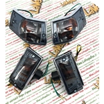 Juego de 4 intermitentes delanteros con 9 LED y traseros cromados con lentes negras ahumadas, completos con bombillas y LED delanteros para VESPA 80 125 150 200 PX PE ARCOBALENO - PRODUCTO HOMOLOGADO