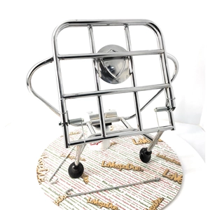 Verchromter Gepäckträger mit Spurstangen für Vespa 50, 90, 125 NLR ET3 Primavera Special (für 275/9-Zoll-Räder)