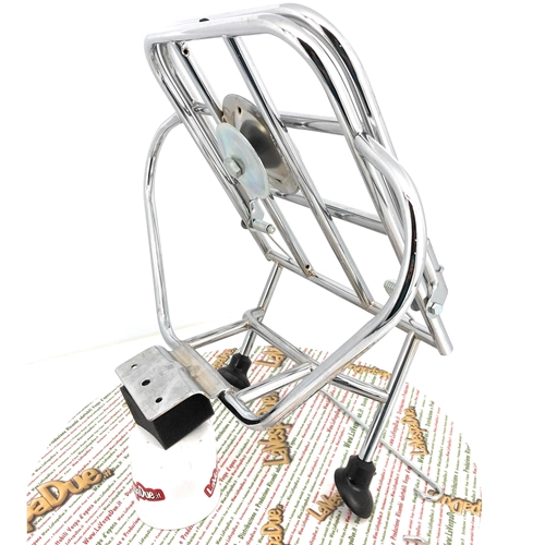 Verchromter Gepäckträger mit Spurstangen für Vespa 50, 90, 125 NLR ET3 Primavera Special (für 275/9-Zoll-Räder)