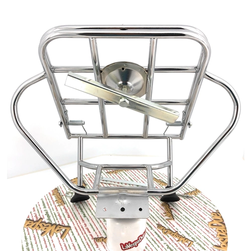 Verchromter Gepäckträger mit Spurstangen für Vespa 50, 90, 125, NLR ET3, Primavera Special (für 3.50, 350, 10-Zoll-Felgen)