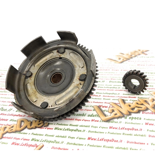 Pair of primary transmission clutch bell helical teeth Z 19 - 66 in iron for VESPA 50 90 125