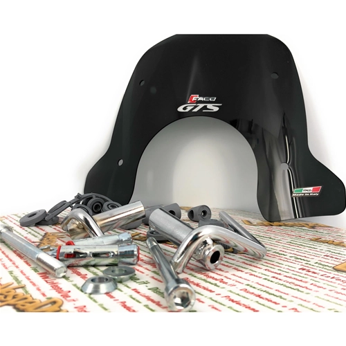 Mini-Windschutzscheiben-Sportverkleidung „NEUES DESIGN" getönt für VESPA 250 300 GTS komplett mit Halterungen