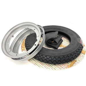 Kit roue, jante, pneu et chambre à air 3.00 300 10 GOODRIDE 42J TL VESPA SPECIAL APE ET LAMBRETTA