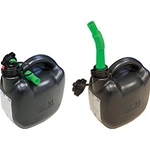 Unbreakable 5-litre supplementary fuel mix can for Vespa Lambretta Ape and Scooter made of high-density reinforced polyethylene (HDPE).