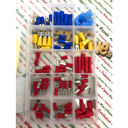 Lot de 75 cosses Faston, connecteurs isolés, de tailles variées, pour systèmes électriques Vespa