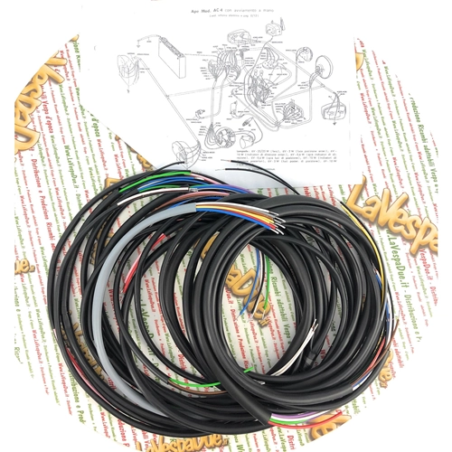 Electrical system cables for PIAGGIO APE 150 AC4 with hand start, handcrafted Italian product