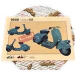 Poster VESPA TECNICA 98 V98 1946 prima serie faro basso cambio a bacchetta misure 32 cm X 48 cm effetto vintage