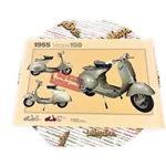 Póster VESPA TECNICA 150 VL1 1955 Avestruz, medidas 32 cm x 48 cm, efecto vintage.