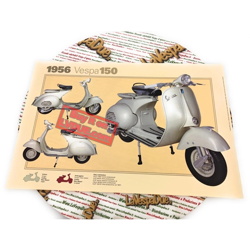 Affiche VESPA TECNICA 150 VL2 VL3 Ostrich, dimensions 32 cm x 48 cm, effet vintage