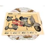 Poster VESPA TECNICA 125 VNA 1958, Maße 32 cm x 48 cm, Vintage-Effekt