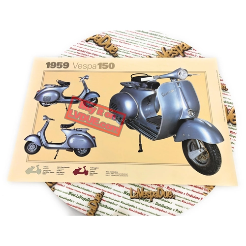 VESPA TECNICA 150 VBA1 Poster, Größe 32 cm x 48 cm, Vintage-Effekt