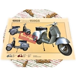 Poster VESPA TECNICA 150 GS VS5 1959 misure 32 cm X 48 cm effetto vintage