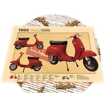 Affiche VESPA TECNICA 50 N V5A1, dimensions 32 cm x 48 cm, effet vintage