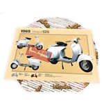 Affiche VESPA TECNICA 125 VNB5 1965, dimensions 32 cm x 48 cm, effet vintage (ERREUR D'IMPRESSION)