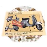 Affiche VESPA TECNICA 50 L V5A1T, dimensions 32 cm x 48 cm, effet vintage