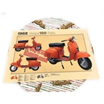 Affiche VESPA TECNICA 180 RALLY VSD1T, dimensions 32 cm x 48 cm, effet vintage