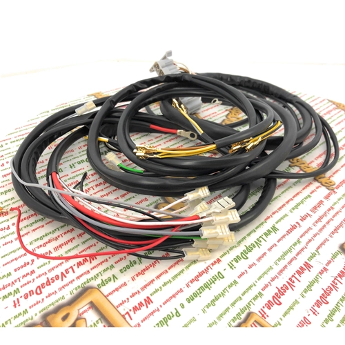 Cables del sistema eléctrico para PIAGGIO APE 50 TL3 con faro único y arranque eléctrico, producto italiano artesanal.