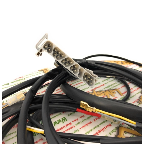 Cables del sistema eléctrico para PIAGGIO APE 50 TL3 con faro único y arranque eléctrico, producto italiano artesanal.