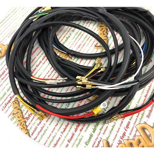 Cables del sistema eléctrico para PIAGGIO APE 50 TL6 con faro único y arranque eléctrico, producto italiano artesanal.
