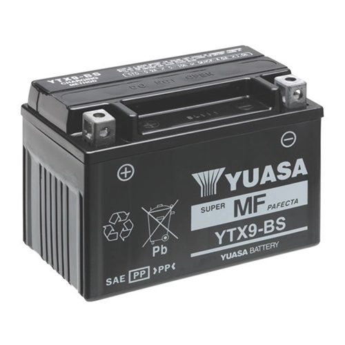 BATTERIA YUASA YTX9-BS (SIGILLATA CON ACIDO A CORREDO) 12V/8AH KAWASAKI YAMAHA PIAGGIO