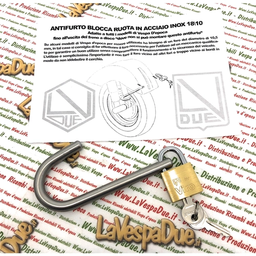 Horquilla antirrobo de acero inoxidable para ruedas VESPA NLR SPECIAL ET3 PRIMAVERA ELESTART PK PX PE ARCOBALENO SPRINT VELOCE SUPER TS GL RALLY SS GS 50 90 125 150 160 180 200